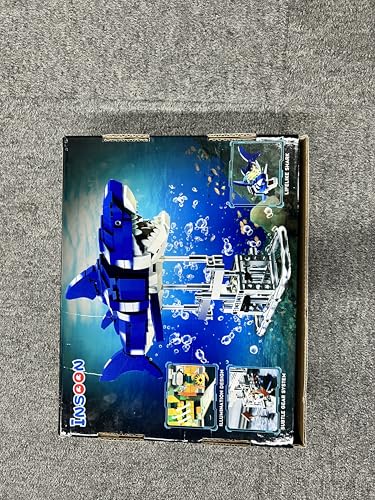 INSOON Mechanical Shark Building Set with LED Light, 687 PCS Movable Ocean Animal with Display Stand, Sea Fish Building Block Toy, Home Decor Gift for Adults Teens Kids Boys Ages 12+