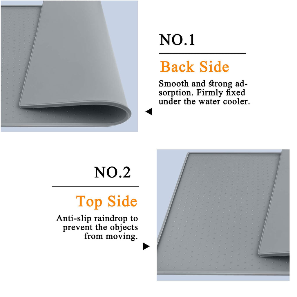 Water Dispenser Mat for Floor with Lip, 24'' x 16'', Grey