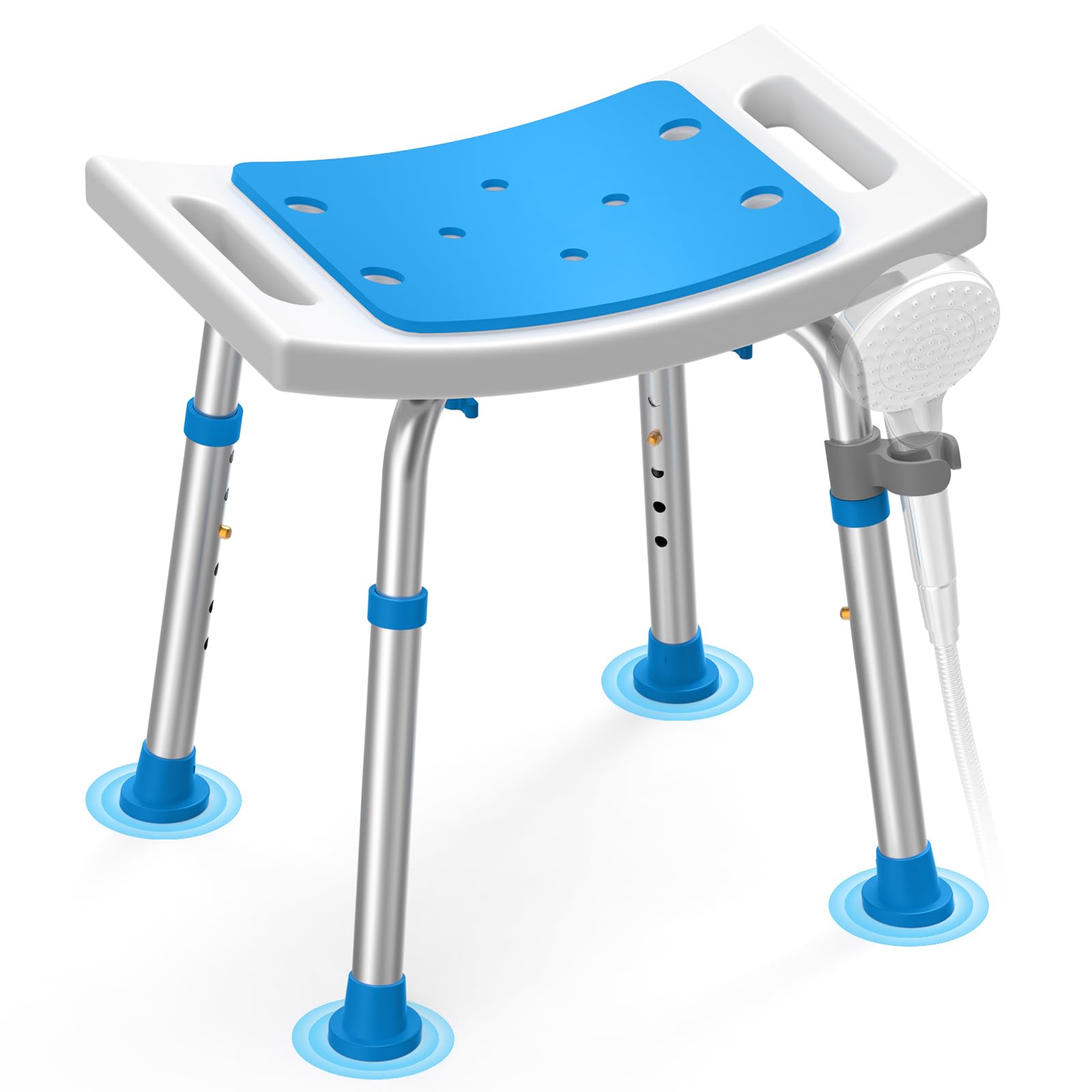 Loyoda FSA/HSA Eligible Lightweight Shower Chair for Inside Shower and Tub, 6 Height-Adjustable Shower Bench with Padded Seat & Suction Feet, Non-Slip Shower Stool for Elderly and Disabled (400 lbs)
