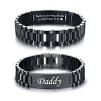 VNOX Personalized Engraved Dad Jewelry Gifts for Dad Daddy Father form Daughter Son for Father Day Birthday Day Masculine Stainless Steel Link Bracelet