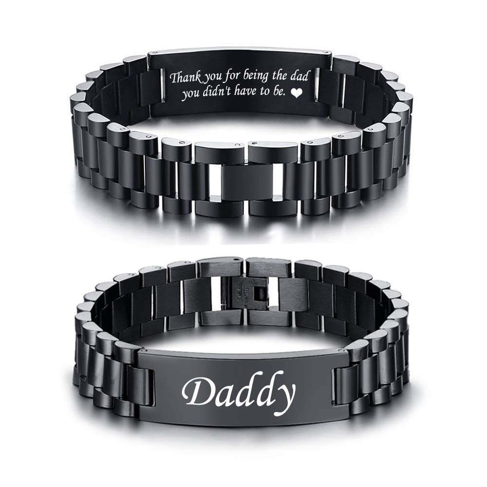 VNOX Personalized Engraved Dad Jewelry Gifts for Dad Daddy Father form Daughter Son for Father Day Birthday Day Masculine Stainless Steel Link Bracelet