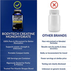 BodyTech Creatine Monohydrate Capsules, Micronized Creatine Formula for Men and Women, 2250 mg per Serving, Pre Workout & Post Workout Supplement, Gluten Free, Sugar Free, 300 Capsules Per Bottle