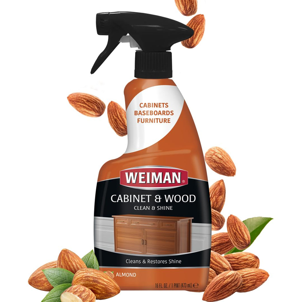 Weiman Cabinet and Wood Cleaner, Shine, Clean and Protect Spray - For Wood Cabinets, Furniture, Tables, Baseboards, Trim and more, 16 oz, 2 PACK with MicroFiber Towel