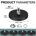 24Pack Rubber Coated Magnets, 30LBS Rubber Coated Neodymium Magnets with M5 Magnetic Assembly Base for Light Bar Mirror Camera Tool(1.69 Inch) ", since the Item received has an M5 thread.