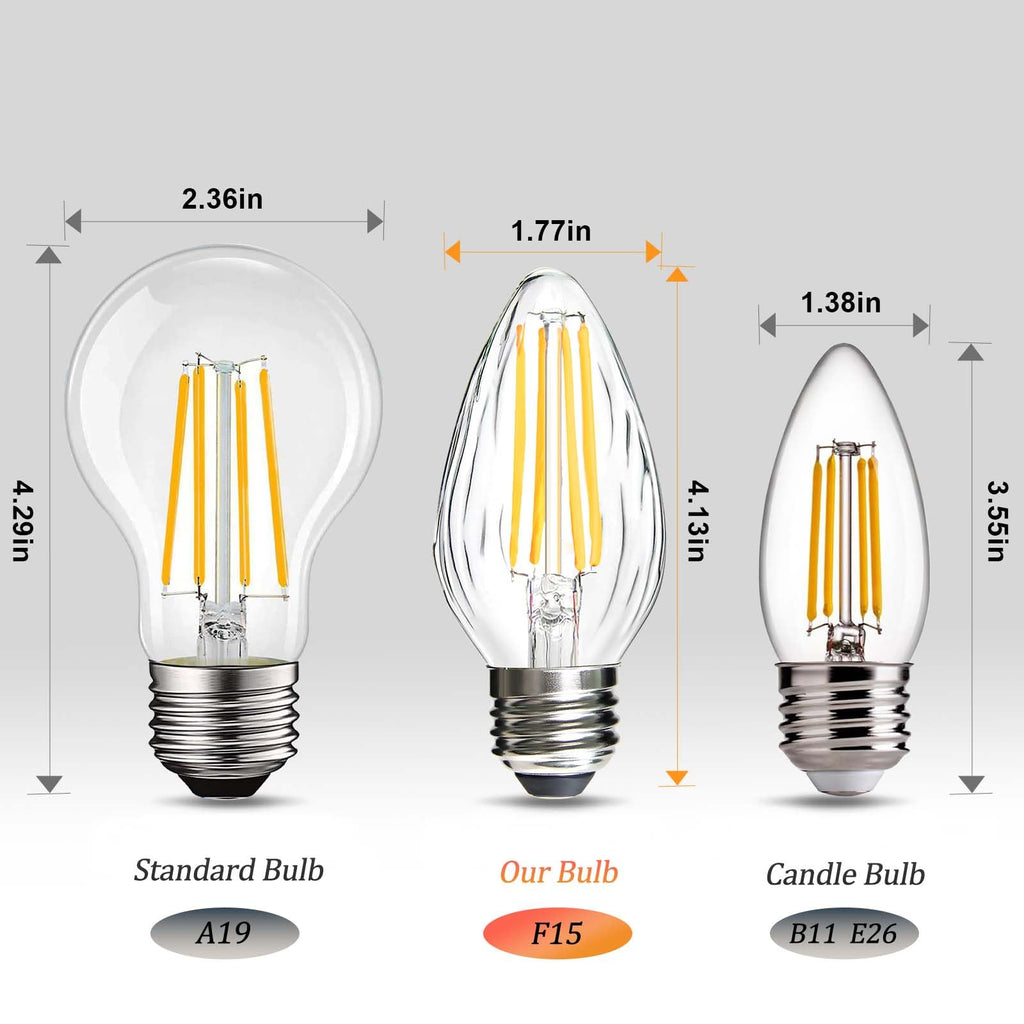 BRIMAX F15 8W Led Porch Light Bulb Outdoor,E26 Medium Base LED Post Bulb 75W-80W Equivalent,Dimmable 2700K Warm White with Wrinkle Glass,for Ceiling Fan and Lantern Lamp,4 Pack