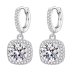 GIRIOIZ High-Carbon Diamond Hoop Earrings for Women Sterling Silver Cuff Earrings Drop Huggie Stud Halo Earrings with 18K (White2)