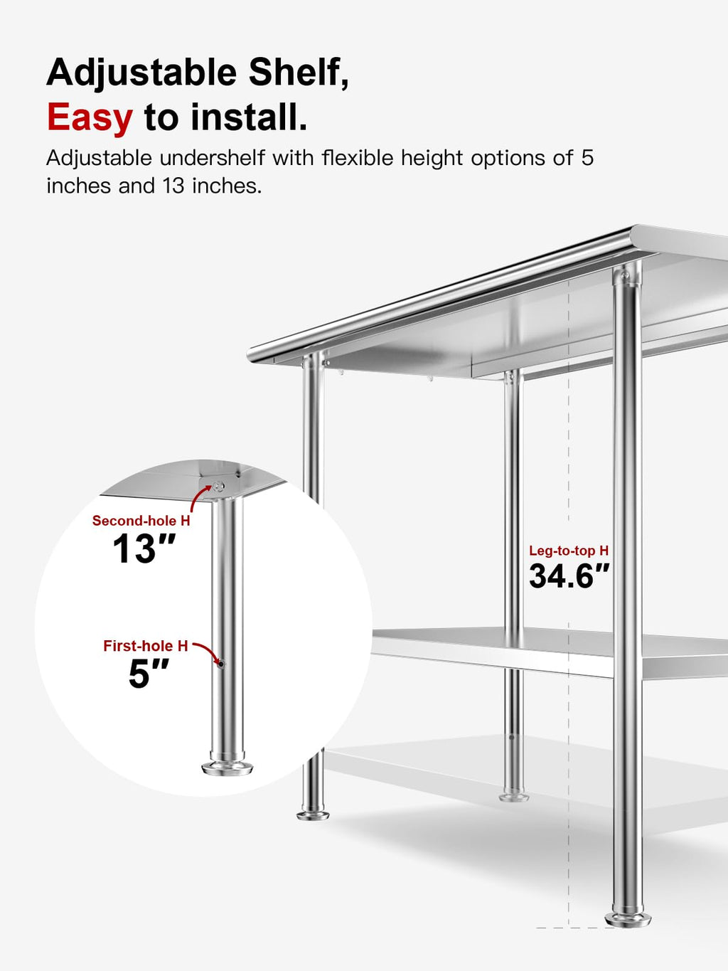 Atelicf All-Stainless Steel Prep Table, 30 X 36 Inch, with Rounded-Corner Backsplash and Adjustable Undershelf, Heavy-Duty for BBQ,Restaurants,Hotels,Workshops,Kitchens,Gardens, and Garages