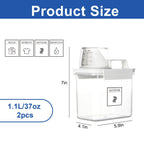 Bronkeeper Laundry Detergent Dispenser, Liquid Laundry Container & Powder Soap Dispenser, 2 Pack Plastic Laundry Storage for Laundry Room Organization, Fabric Softener Dispenser (1.1L)
