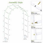 Adorox Metal Garden Arch Trellis for Climbing Plants 7.8ft Outdoor Arch Wedding Halloween Christmas Vine Trellis Pumpkin Archway Assemble Freely 2 Sizes White