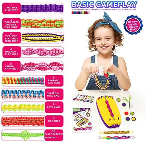 Friendship Bracelet Making Kit Toys, Ages 7 8 9 10 11 12 Year Old Girls Gifts Ideas, Birthday Present for Teen Girl, Arts and Crafts String Maker Tool, Bracelet DIY, Kids Travel Activity Set