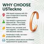 USTeckno Hand Forged 100% Pure Copper Bracelet. Made with Premium Solid High Gauge Copper and Health benefits. Enhance your well-being in style