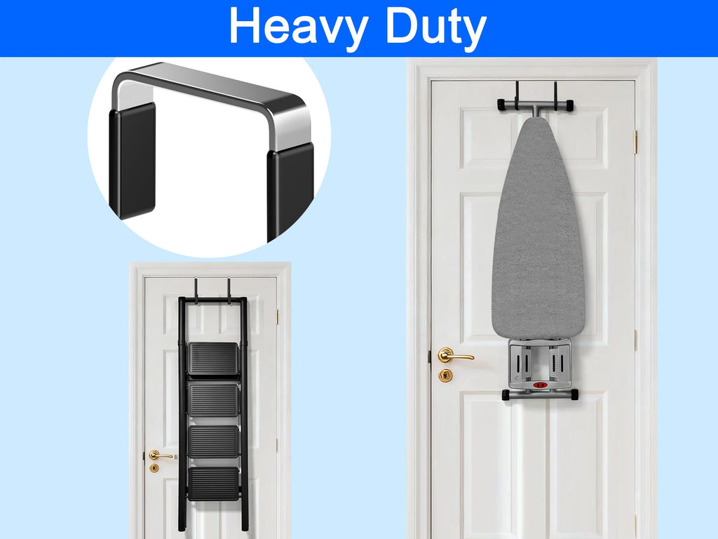 Mars-Rock Single Over Door Steel Hooks 4 Pack Fit 1-3/8" Door 5.5" Black