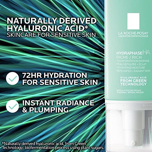 La Roche-Posay Hydraphase HA Rich, Hyaluronic Acid Face Moisturizer for Dry Skin with 72HR Hydration, Oil Free & Non-Comedogenic, 50 ML , 1.69 fl. oz.