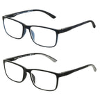 Foster Grant Men's Tatum 2-Pack Rectangle Reading Glasses, Navy, Black, 39 mm, 2 Diopters