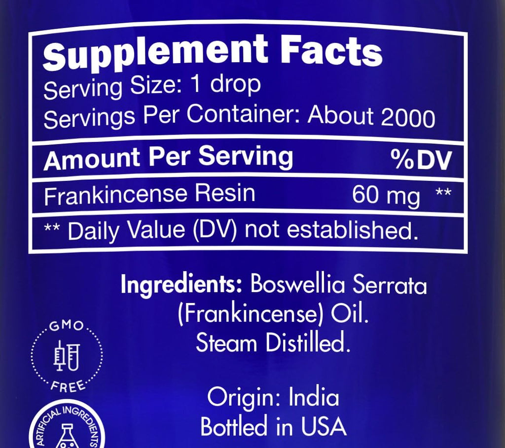 Frankincense Essential Oil, Food Grade, for Face, Dark Circles – 100% Pure, Frankincense, Resin, Oil, Boswellia Serrata, Edible, by Zongle Therapeutics, 4 OZ