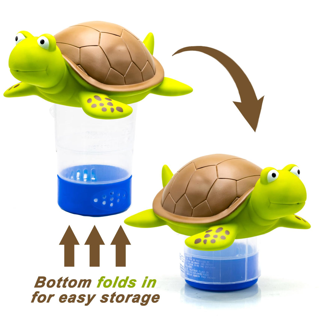 WWD POOL Chlorine Floater, Animal Pool Chlorine Dispenser for Chemical Tablets Fits 3 Inch Tabs Bromine Holder(Turtle)