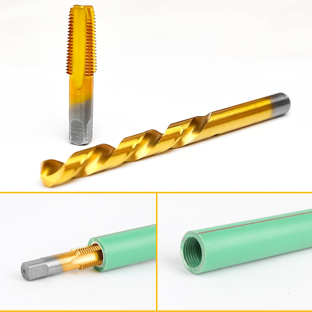 RURITKIT 1/4-18 NPT Pipe Tap and 7/16" Drill Set,M2 HSS Hand Threading Plumbing Tap Set for Plumbers Mechanics DIY Thread Cutting Tools