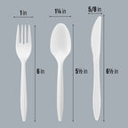 Plasticpro Cutlery Plastic Combo Sets Medium Weight Disposable Silverware White (1000 Count)