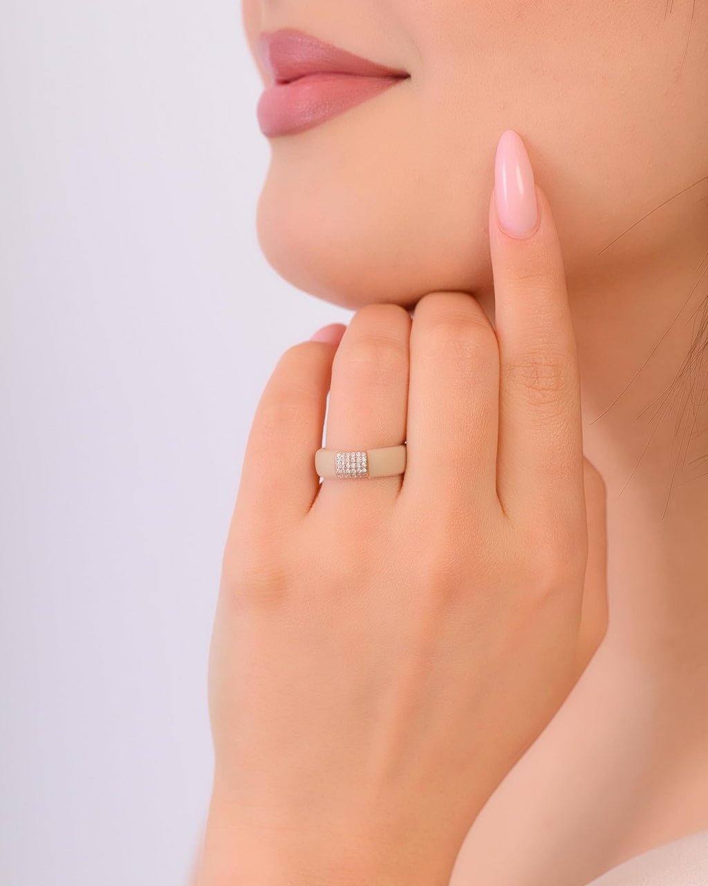 Rinfit Silicone Ring with Metal Plate & CZ for Women - Pack C, Size 8