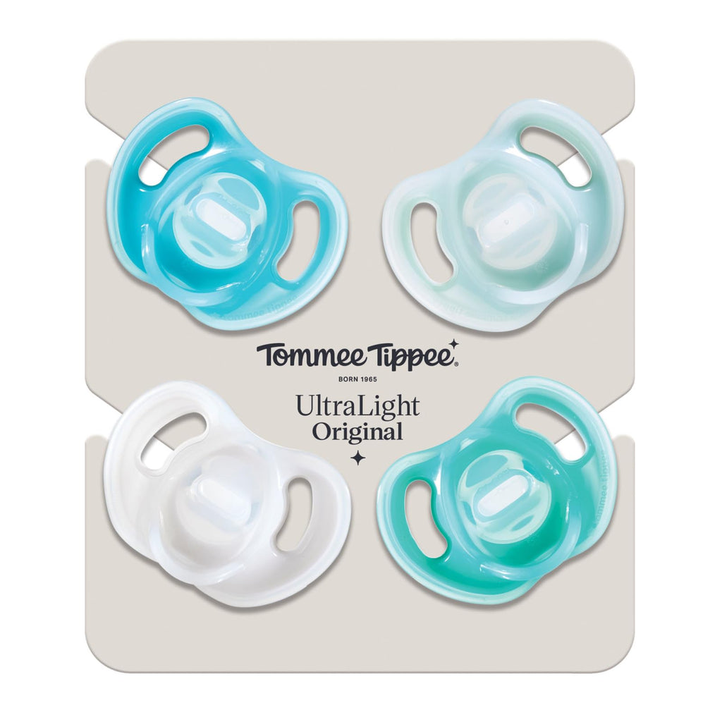Tommee Tippee Ultra-Light Silicone Pacifier, 0-6 Months Blue & Green