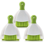 Small Hand Dust Pan and Brush - Small Broom and Dustpan Set, Mini Broom and Dustpan, Compact Dustpans and Brush for Home Cleaning, Sofa, Desk, Guinea Pig Cage, Cat Litter, etc. (Green 3 Set)