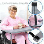Wheelchair Tray Table - Removable Wheelchair Desk Lap Board Eating Aid for Nursing Patient, Fits Wheelchair Arms of Distance 18" - 20" (Grey)