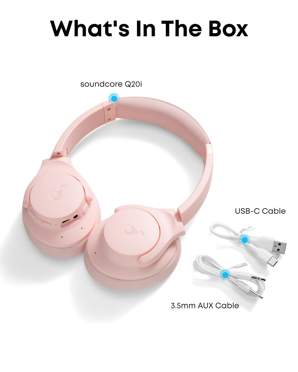 Soundcore by Anker Q20i Hybrid Active Noise Cancelling Headphones, Pink