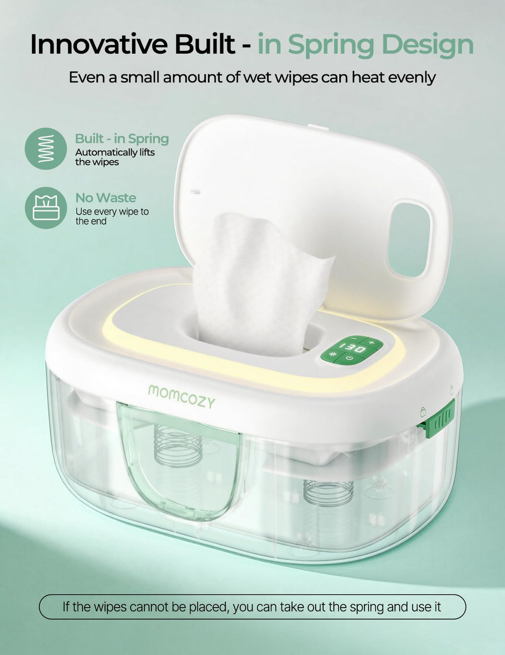 Momcozy Baby Wipe Warmer, Innovative Spring Design,Large Capacity Dispenser