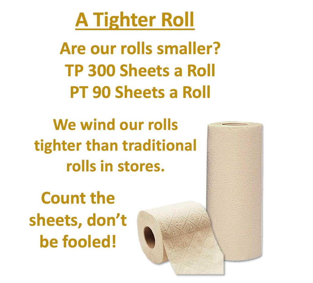 Purafide 100% Bamboo, thick 3-ply toilet paper, tree-free, unbleached, sustainable, 300 sheets per roll (TP 8 rolls)