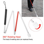 Watris Veiyi Blinder Folding Cane, Collapsible Walking Stick with Red Reflective Tape, Anti-Slip Blind Cane for The Blind and Visually Impaired People, 53.1in(135cm)