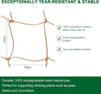 Jute Trellis Netting - Jute Netting for Garden, Heavy Duty Plant Support Netting for Climbing Plants, Cucumber, Vine, Fruits & Vegetables, Climbing Vining Plants (6.6 Ft x 9.8 Ft, 5.9 Inch Squares)