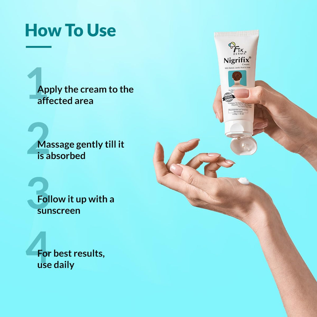 FIXDERMA Nigrifix Cream for Acanthosis Nigricans with Lactic Acid | Dermatologist Tested Retinol Cream | Useful for Dark Body Parts like Neck, Ankles, Armpits & Elbows –1.76 Oz