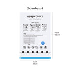 Amazon Basics Vacuum Storage Bags for Blankets, Vacuum Compression Space Saving Storage Bags with Hand Pump for Clothes Packing, X-Jumbo, 4-Pack