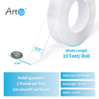 Art3d Traceless Double-Sided Foam Tape, 1/24" x 1/2" x 10', 1 Roll, Crystal