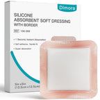 Dimora Silicone Super Absorbent Wound Dressings - Gentle Adhesive Bandages with Ultrasorb Polymer,Heavy Exudate Wound Care Pads 5"X 5" 10 Count