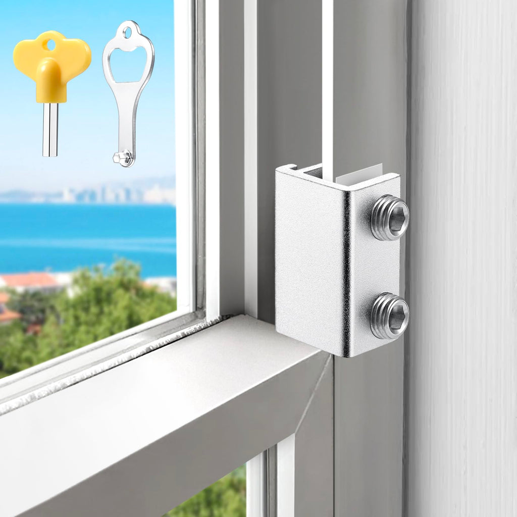 HYIEOU Sliding Window Locks (6 Sets), Secure Window Lock with Key, Window Locks for Up and Down Windows & Horizontal Sliding Windows, Adjustable Window Lock, Sturdy and Durable, Does Not Deform.
