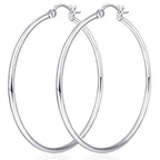 Limerencia Large Titanium Hoop Earrings for Women Hypoallergenic Thin Round Earrings F136 Implant Grade Titanium Hoops for Sensitive Ears(40mm Shiny Grey)