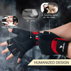 ATERCEL Workout Gloves for Men and Women, Exercise Gloves for Weight Lifting, Cycling, Gym, Training, Breathable and Snug fit (Red, L)