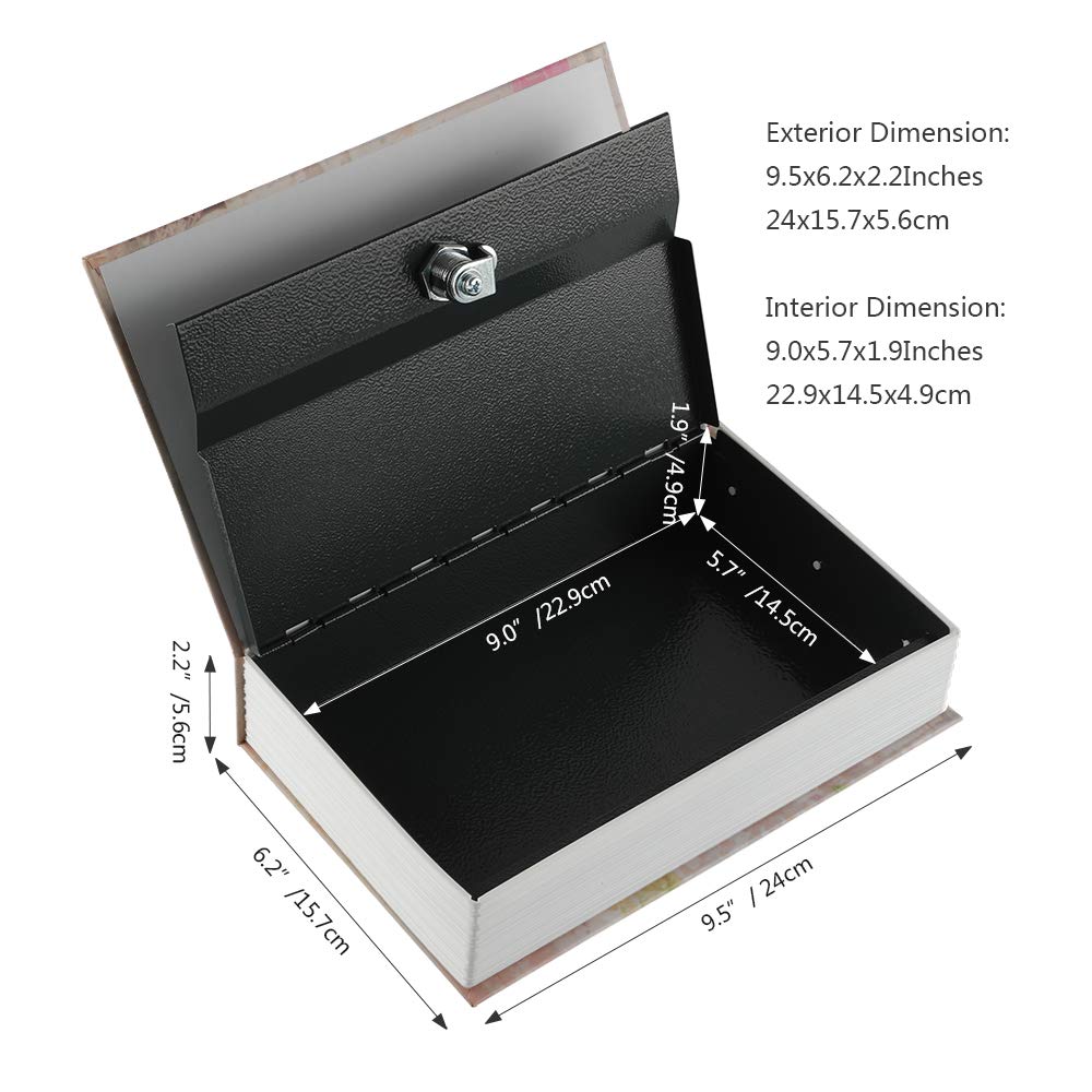 KYODOLED Diversion Book Safe with Key Lock, Secret Safe Metal Lock Box,Money Storage Collection Box,9.5" x 6.1" x 2.2" Paris Large