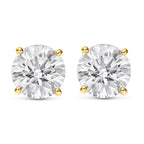 14K Yellow Gold 1.0 Carat Round Shape LAB GROWN Diamond IGI Certified Stud Earrings for women 4 Prong Push Back (E/F Color VS2/SI1 CLARITY)
