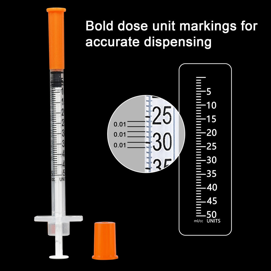 U-100 1/2ml 31ga Disposable Syringe and 31G x 6 mm (1/4’’), 20Pack