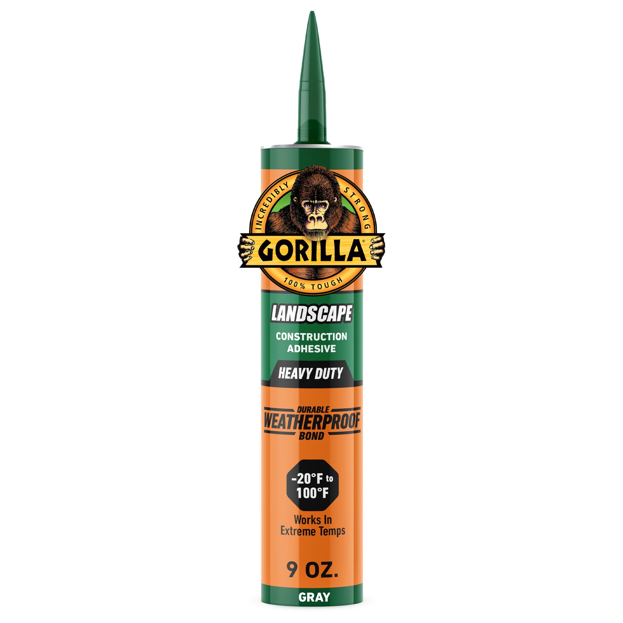 Gorilla Landscape Construction Adhesive, Heavy Duty, 9 fl. oz. Cartridge