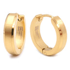 Pair Stainless Steel Bevel Edge Hoop Huggie Men Earrings Gold-tone Color 16mm