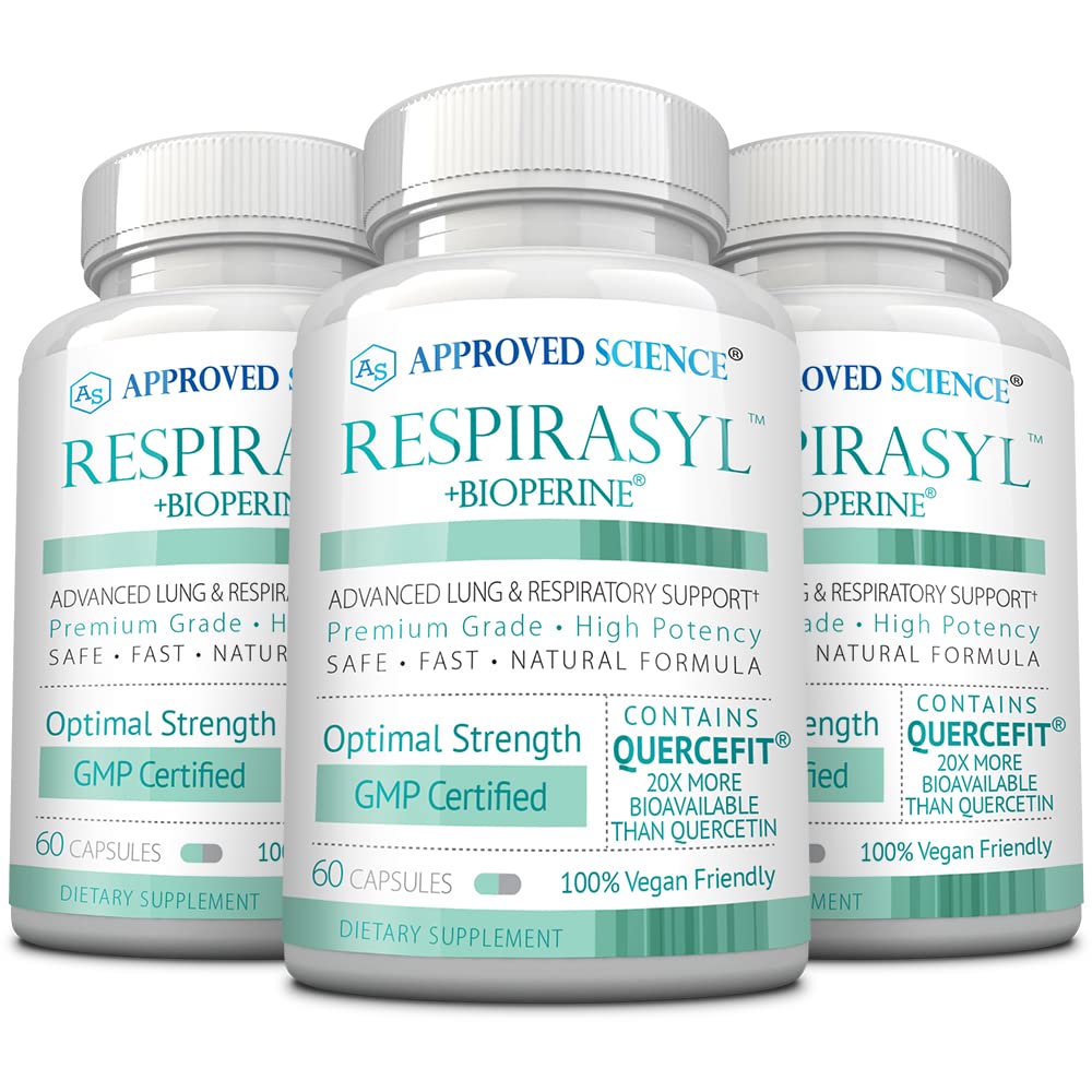 Approved Science® Respirasyl - Lung and Respiratory Support - with Quercefit, Vitamins A,C,D, BioPerine - 3 Month Supply - Made in the USA