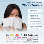 Clean Skin Club Clean Towels®, 100% USDA Biobased Face Towel, Disposable Face Towelette, Eczema Association Accepted, Makeup Remover Dry Wipes, Ultra Soft, 25 ct per pack, 2 Packs, 50 Ct Total