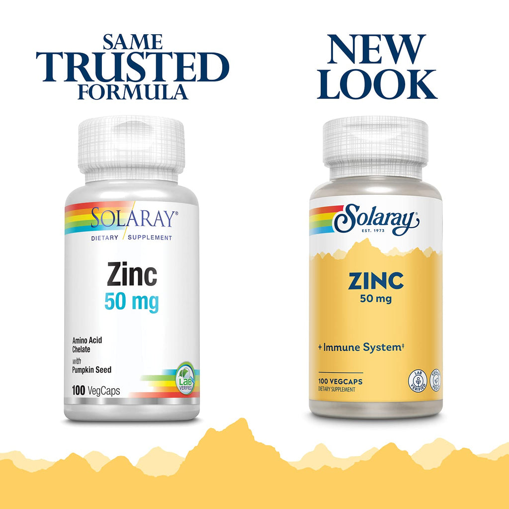 Zinc 50mg Solaray 100 Veg Cap - Pack of 3