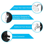 VINGLI 9.3 Gallon Solar Heated Outdoor Shower, 7.2 FT Height, Freestanding Outside Shower with 360° Swivel Shower Head & Foot Faucet, Hot & Cold Water Adjustment, Black