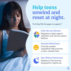 First Day Teens’ Nighttime Reset Calming Magnesium Gummies – Sleep Aid Supports Peaceful Rest, Balanced Mood & Energy – Supplement with Magnesium Citrate, Affron & No Melatonin – 30-Day Supply