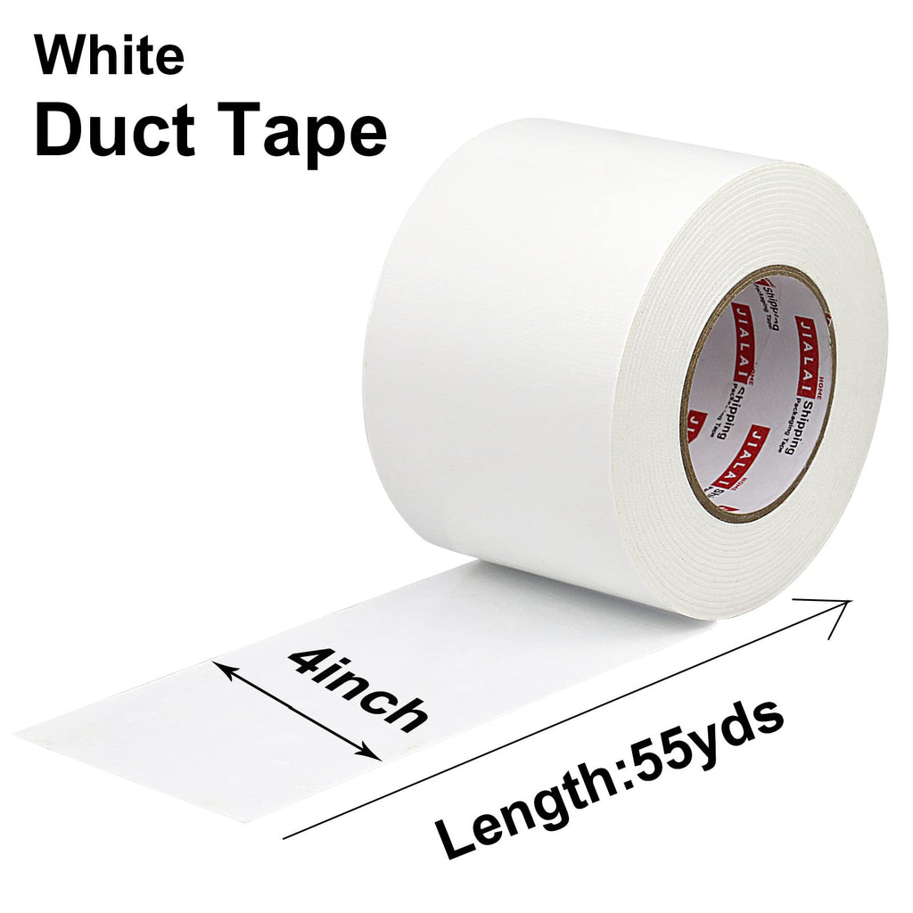 JIALAI HOME White Duct Tape 4 Inch, Industrial Grade 4 inches x 55 Yards (164 ft), 9 Mil Heavy-Duty, Waterproof, Strong, Flexible, No Residue, for Crafts & Home Improvement