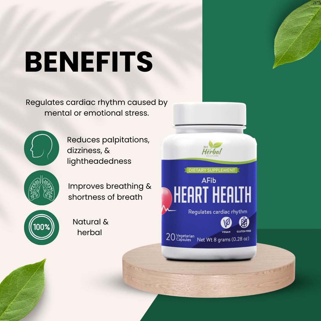 AFib Heart Health - Regulates Cardiac Rhythm - Reduces palpitations, Dizziness, and lightheadedness - Support and Maintain a Healthy Heart Rhythm -100% Herbal and Natural